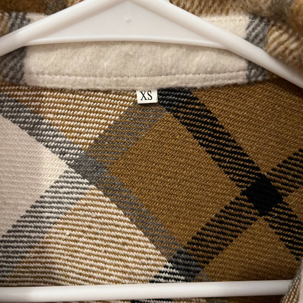 Plaid Wool Blend Button Down Long Sleeve Shacket/Jacket/Shirt XS - Picture 3 of 3